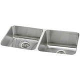 Elkay - 18 Gauge Stainless Steel 30.75'' x 18.5'' x 10'' Double Bowl Undermount Kitchen Sink Kit - Lustrous Satin