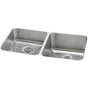Elkay - 18 Gauge Stainless Steel 30.75'' x 18.5'' x 10'' Double Bowl Undermount Kitchen Sink Kit - Lustrous Satin