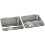 Elkay - 18 Gauge Stainless Steel 30.75'' x 18.5'' x 10'' Double Bowl Undermount Kitchen Sink Kit - Lustrous Satin