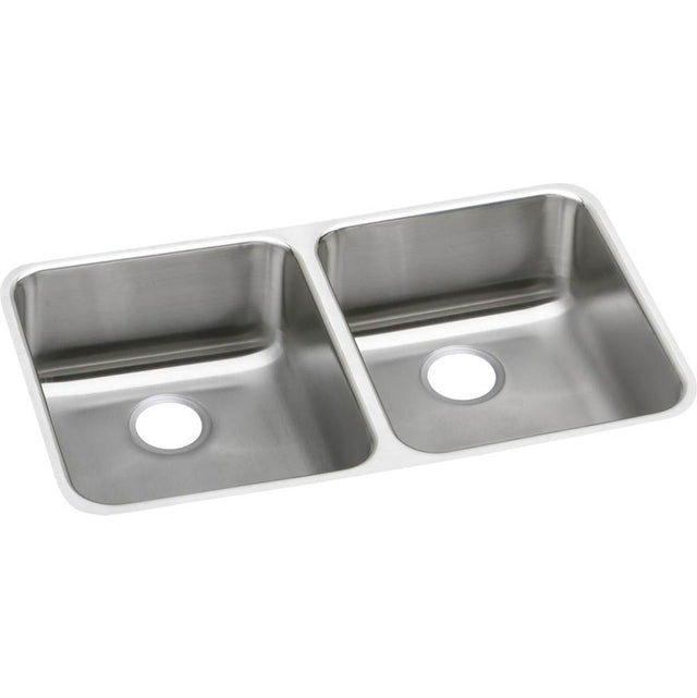 Elkay - 18 Gauge Stainless Steel 30.75'' x 18.5'' x 5.375'' Double Bowl Undermount Kitchen Sink - Lustrous Satin