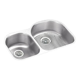 Elkay - 18 Gauge Stainless Steel 31.25'' x 20'' x 10'' Double Bowl Undermount Kitchen Sink Kit - Lustrous Satin