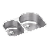 Elkay - 18 Gauge Stainless Steel 31.25'' x 20'' x 10'' Double Bowl Undermount Kitchen Sink Kit - Lustrous Satin