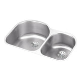 Elkay - 18 Gauge Stainless Steel 31.25'' x 20'' x 10'' Double Bowl Undermount Kitchen Sink Kit - Lustrous Satin