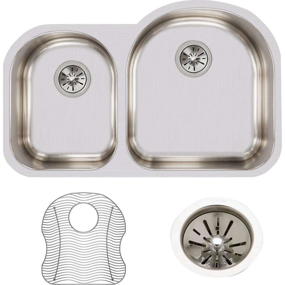 18 Gauge Stainless Steel 31.25'' x 20'' x 7.5'' Double Bowl Undermount Kitchen Sink Kit