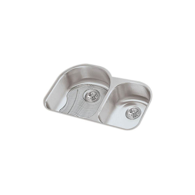 Elkay - 18 Gauge Stainless Steel 31.25'' x 20'' x 7.5'' Double Bowl Undermount Kitchen Sink Kit - Lustrous Satin