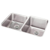 Elkay - 18 Gauge Stainless Steel 31.25'' x 20.5'' x 9.875'' Double Bowl Undermount Kitchen Sink Kit - Lustrous Satin