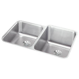 Elkay - 18 Gauge Stainless Steel 31.25'' x 20.5'' x 9.875'' Double Bowl Undermount Kitchen Sink Kit - Lustrous Satin
