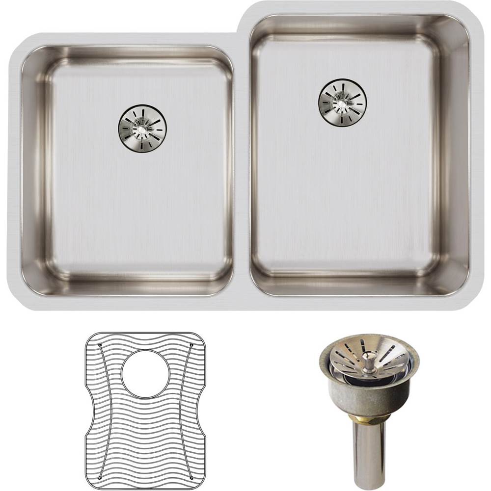 18 Gauge Stainless Steel 31.25'' x 20.5'' x 9.875'' Double Bowl Undermount Kitchen Sink Kit