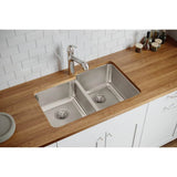 18 Gauge Stainless Steel 31.25'' x 20.5'' x 9.875'' Double Bowl Undermount Kitchen Sink