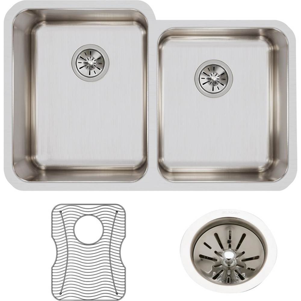 18 Gauge Stainless Steel 31.25'' x 20.5'' x 9.875'' Double Bowl Undermount Kitchen Sink Kit