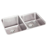 Elkay - 18 Gauge Stainless Steel 31.25'' x 20.5'' x 9.875'' Double Bowl Undermount Kitchen Sink Kit - Lustrous Satin