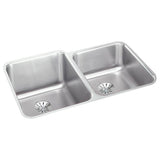 Elkay - 18 Gauge Stainless Steel 31.25'' x 20.5'' x 4.375'' Double Bowl Undermount Kitchen Sink Kit - Lustrous Satin