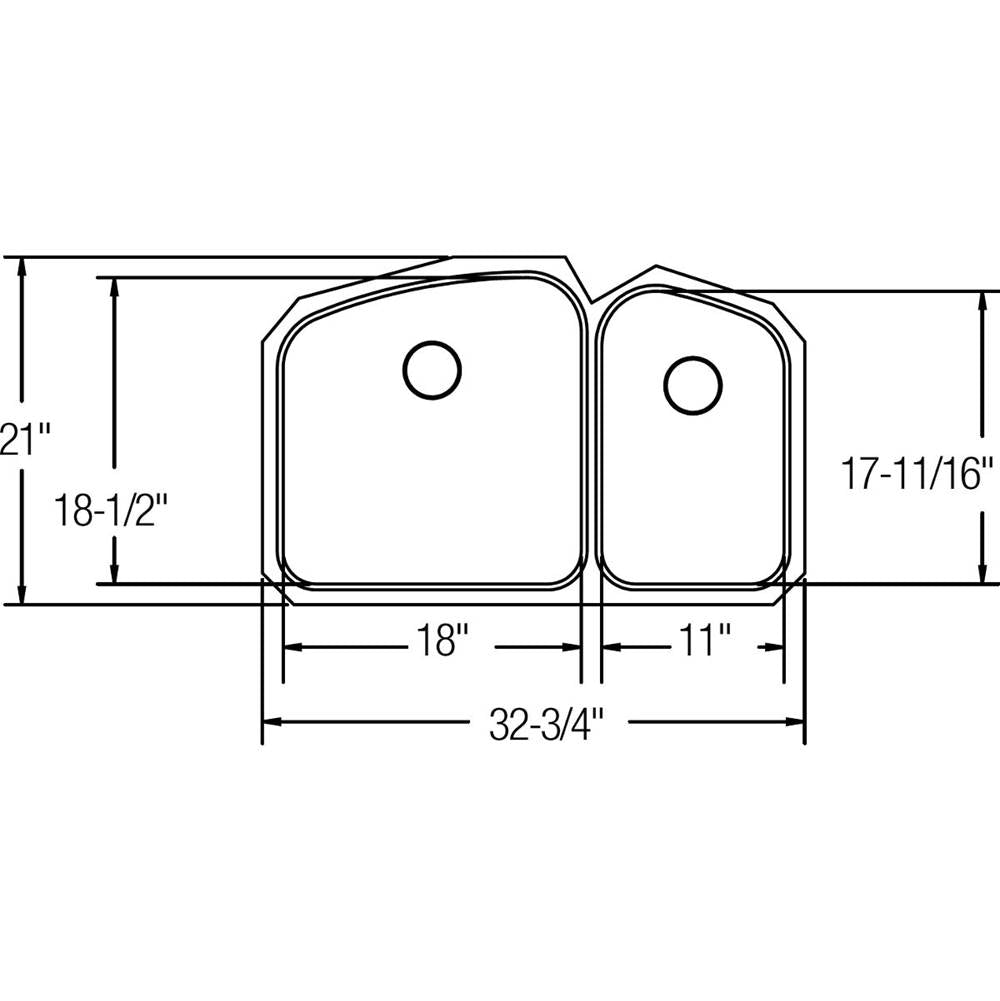 18 Gauge Stainless Steel 32.75'' x 21'' x 9'' Double Bowl Undermount Kitchen Sink Kit