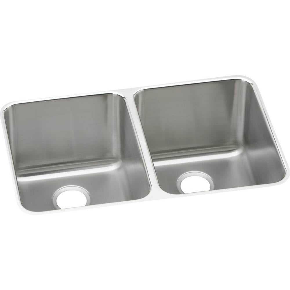 Elkay - 18 Gauge Stainless Steel 31.25'' x 20'' x 9.875'' Double Bowl Undermount Kitchen Sink - Lustrous Satin