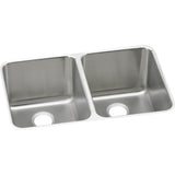Elkay - 18 Gauge Stainless Steel 31.25'' x 20'' x 9.875'' Double Bowl Undermount Kitchen Sink - Lustrous Satin