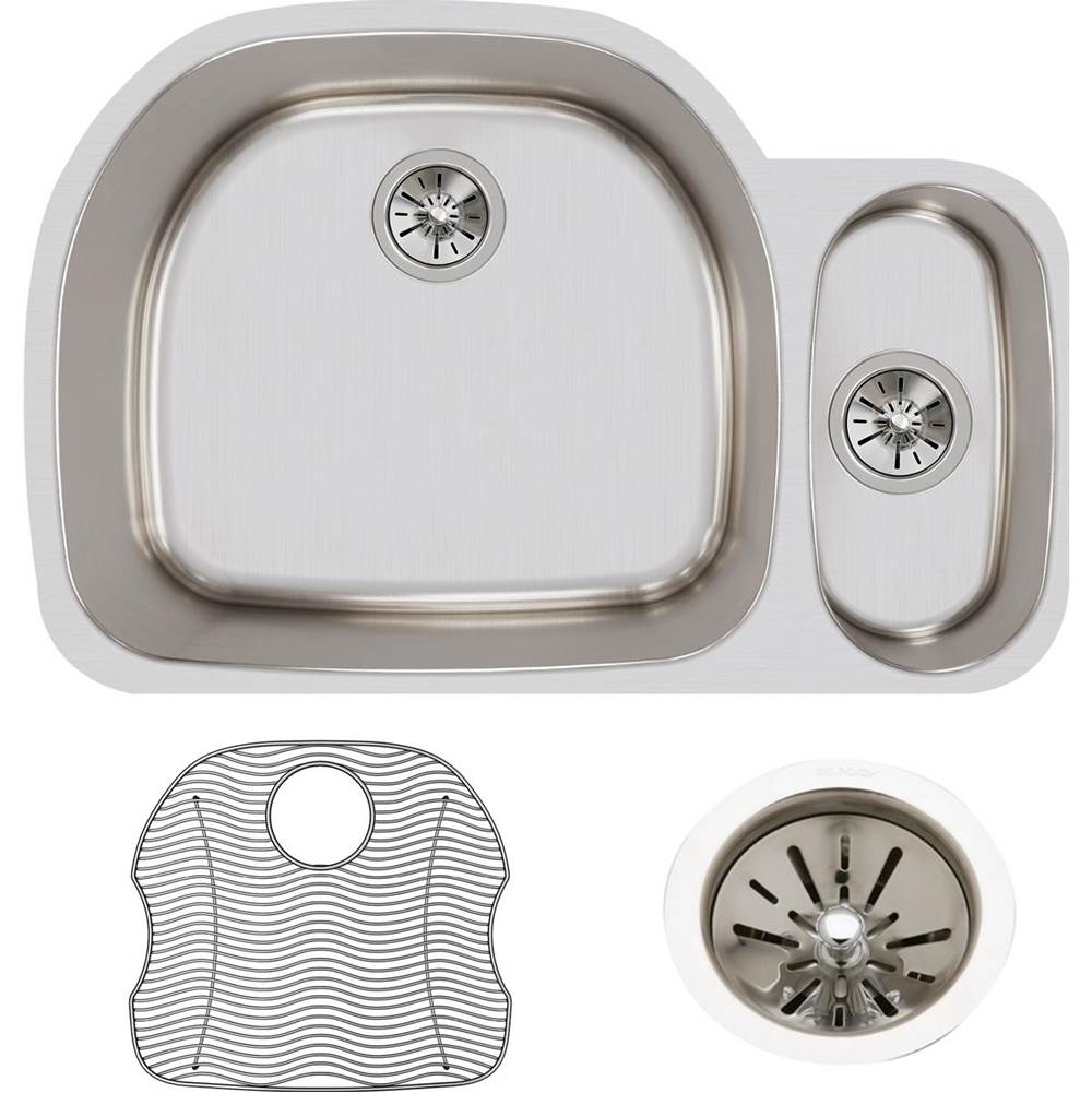 18 Gauge Stainless Steel 31.5'' x 21.125'' x 10'' Double Bowl Undermount Kitchen Sink Kit