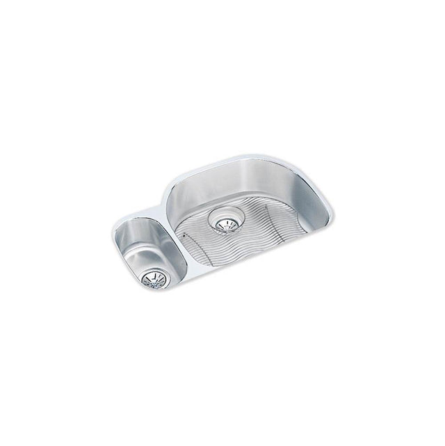 Elkay - 18 Gauge Stainless Steel 31.5'' x 21.125'' x 10'' Double Bowl Undermount Kitchen Sink Kit - Lustrous Satin