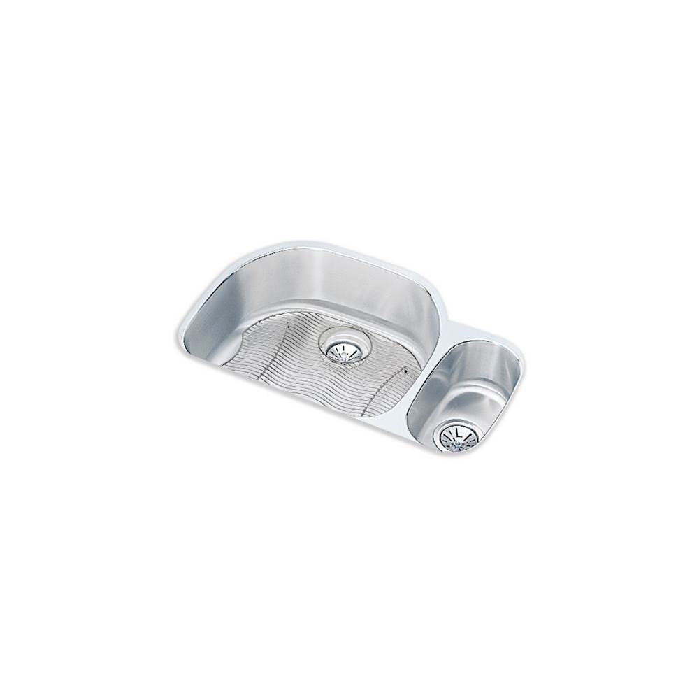 Elkay - 18 Gauge Stainless Steel 31.5'' x 21.125'' x 7.5'' Double Bowl Undermount Kitchen Sink Kit - Lustrous Satin
