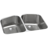 Elkay - 18 Gauge Stainless Steel 32.75'' x 20.8125'' x 9'' Double Bowl Undermount Kitchen Sink Kit - Lustrous Satin