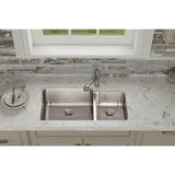 18 Gauge Stainless Steel 35.25'' x 20.5'' x 9.875'' Double Bowl Undermount Kitchen Sink
