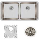 18 Gauge Stainless Steel 35.75'' x 18.5'' x 10'' Double Bowl Undermount Kitchen Sink Kit