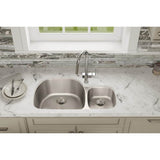 18 Gauge Stainless Steel 36.25'' x 21.125'' x 10'' Double Bowl Undermount Kitchen Sink