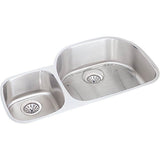 Elkay - 18 Gauge Stainless Steel 36.25'' x 21.125'' x 7.5'' Double Bowl Undermount Kitchen Sink Kit - Lustrous Satin