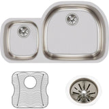 18 Gauge Stainless Steel 36.25'' x 21.125'' x 7.5'' Double Bowl Undermount Kitchen Sink Kit