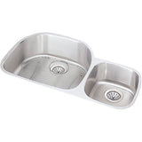 Elkay - 18 Gauge Stainless Steel 36.25'' x 21.125'' x 7.5'' Double Bowl Undermount Kitchen Sink Kit - Lustrous Satin