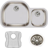18 Gauge Stainless Steel 36.25'' x 21.125'' x 7.5'' Double Bowl Undermount Kitchen Sink Kit