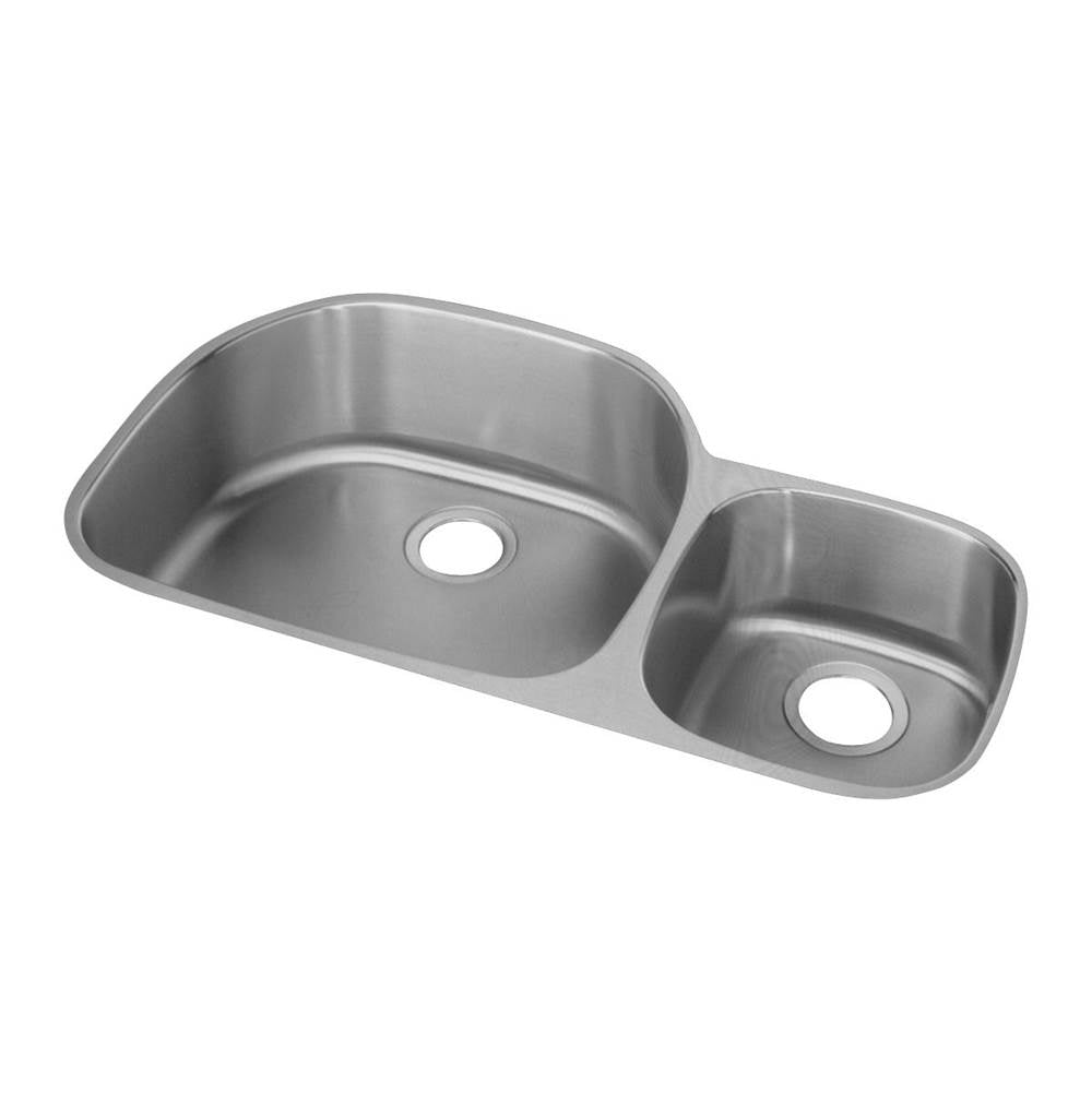 Elkay - 18 Gauge Stainless Steel 36.25'' x 21.125'' x 7.5'' Double Bowl Undermount Kitchen Sink - Lustrous Satin