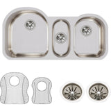 18 Gauge Stainless Steel 39.5'' x 20'' x 10'' Triple Bowl Undermount Kitchen Sink Kit