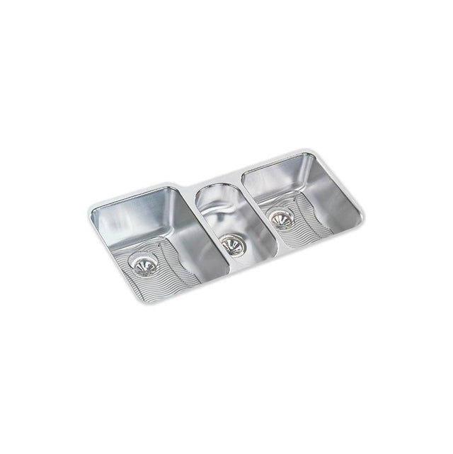 Elkay - 18 Gauge Stainless Steel 40'' x 20.5'' x 9.875'' Triple Bowl Undermount Kitchen Sink Kit - Lustrous Satin