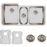18 Gauge Stainless Steel 40'' x 20.5'' x 9.875'' Triple Bowl Undermount Kitchen Sink Kit