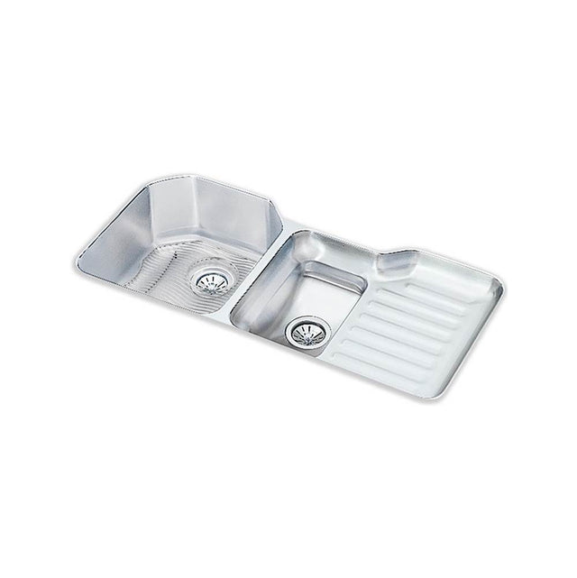 Elkay - 18 Gauge Stainless Steel 41.5'' x 20.5'' x 9.5'' Double Bowl Undermount Kitchen Sink Kit - Lustrous Satin