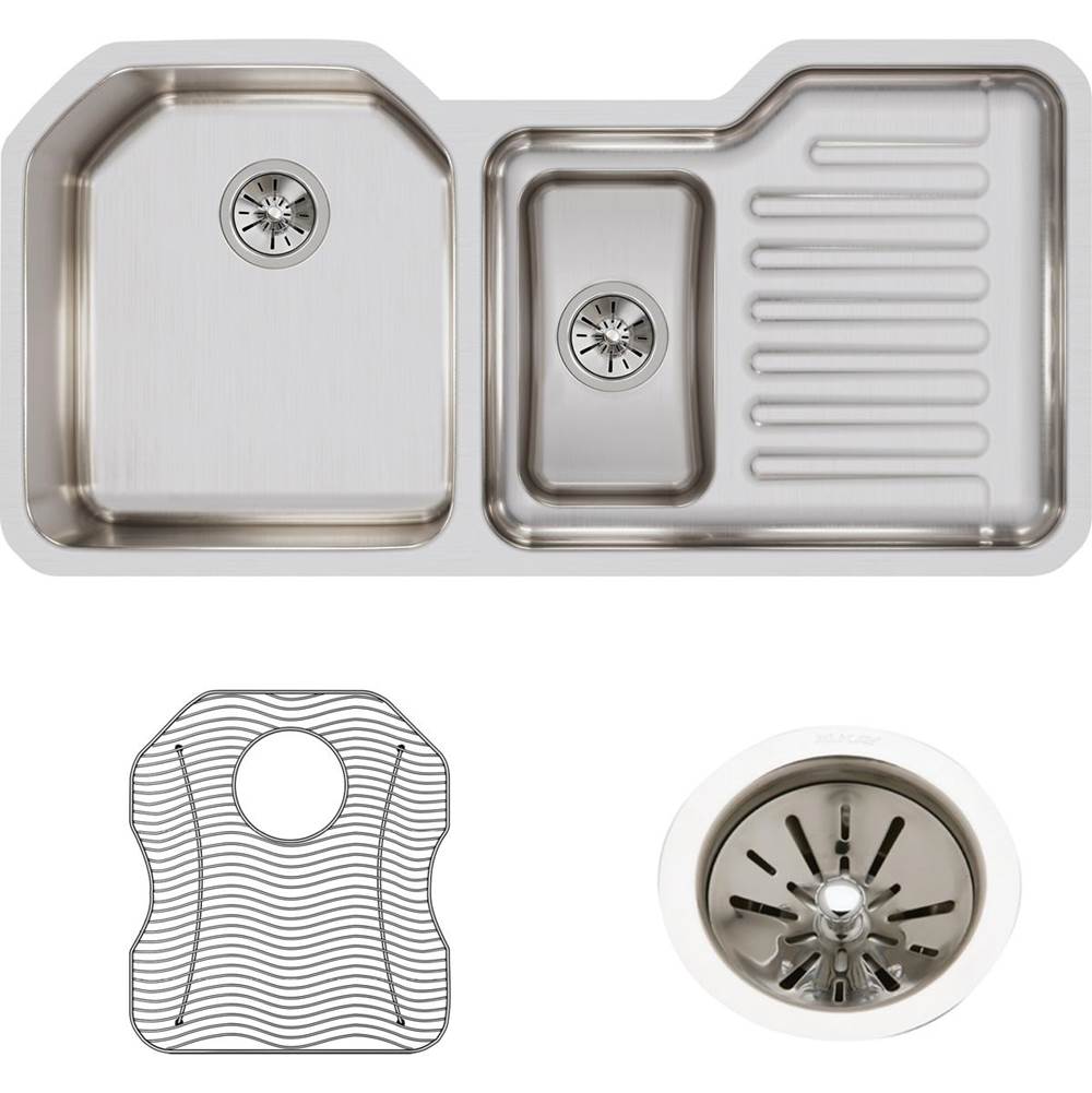 18 Gauge Stainless Steel 41.5'' x 20.5'' x 9.5'' Double Bowl Undermount Kitchen Sink Kit