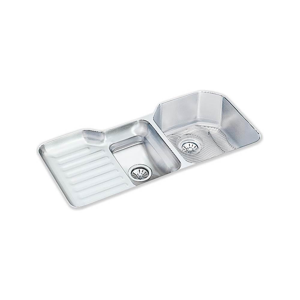 Elkay - 18 Gauge Stainless Steel 41.5'' x 20.5'' x 9.5'' Double Bowl Undermount Kitchen Sink Kit - Lustrous Satin