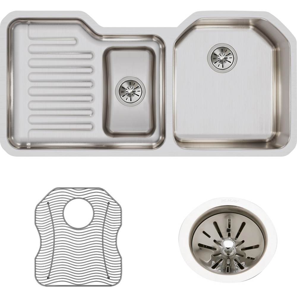 18 Gauge Stainless Steel 41.5'' x 20.5'' x 9.5'' Double Bowl Undermount Kitchen Sink Kit