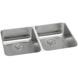Elkay - 18 Gauge Stainless Steel 31.75'' x 16.5'' x 5.375'' Double Bowl Undermount Kitchen Sink Kit - Lustrous Satin