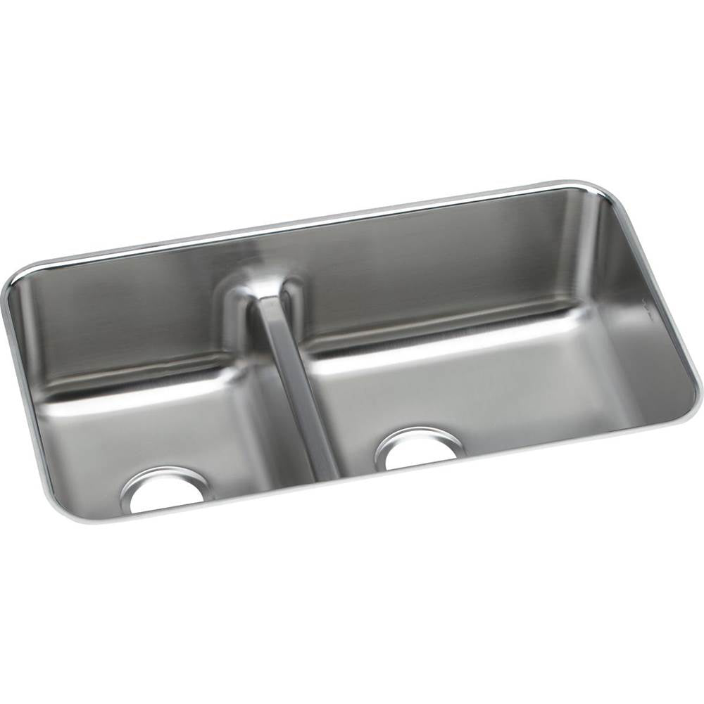 Elkay - 18 Gauge Stainless Steel 32.0625'' x 18.5'' x 9'' Double Bowl Undermount Kitchen Sink - Lustrous Satin