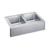 Elkay - 18 Gauge Stainless Steel 33'' x 20.5'' x 10'' Double Bowl Farmhouse Undermount Kitchen Sink - Lustrous Satin