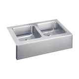 Elkay - 18 Gauge Stainless Steel 33'' x 20.5'' x 7.875'' Double Bowl Farmhouse Undermount Kitchen Sink Kit - Lustrous Satin