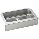Elkay - 18 Gauge Stainless Steel 33'' x 20.5'' x 8'' Single Bowl Farmhouse Undermount Kitchen Sink Kit - Lustrous Satin