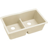Elkay - Quartz Luxe 33'' x 19'' x 10'' Equal Double Bowl Undermount Sink with Aqua Divide Parchment - Parchment