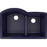 Quartz Luxe 33'' x 22'' x 10'' Offset 60/40 Double Bowl Undermount Sink with Aqua Divide Caviar