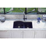 Quartz Luxe 33'' x 22'' x 10'' Offset 60/40 Double Bowl Undermount Sink with Aqua Divide Caviar