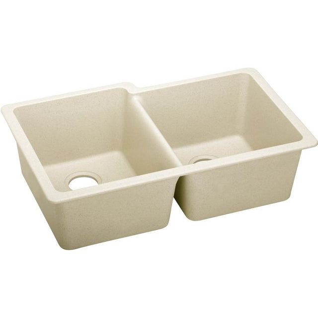Elkay - Quartz Luxe 33'' x 20-1/2'' x 9-1/2'' Offset Double Bowl Undermount Sink Parchment - Parchment