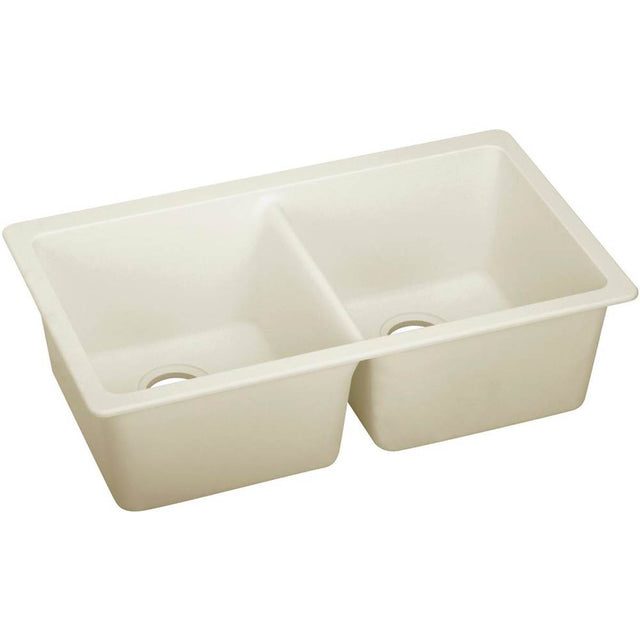 Elkay - Quartz Luxe 33'' x 18-1/2'' x 9-1/2'' Double Bowl Undermount Sink, Parchment - Parchment