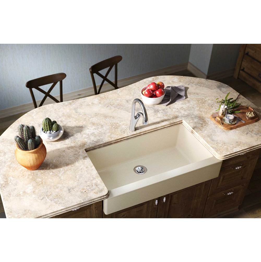 Quartz Luxe 35-7/8'' x 20-15/16'' x 9'' Single Bowl Farmhouse Sink with Perfect Drain Caviar