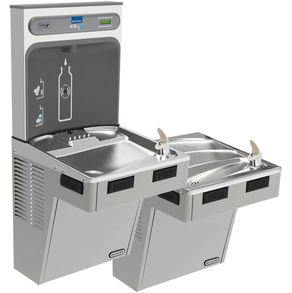 Elkay - ezH2O Bottle Filling Station with Mechanically Activated, Bi-Level ADA Cooler Non-Filtered Non-Refrigerated Light Gray - Light Gray Granite
